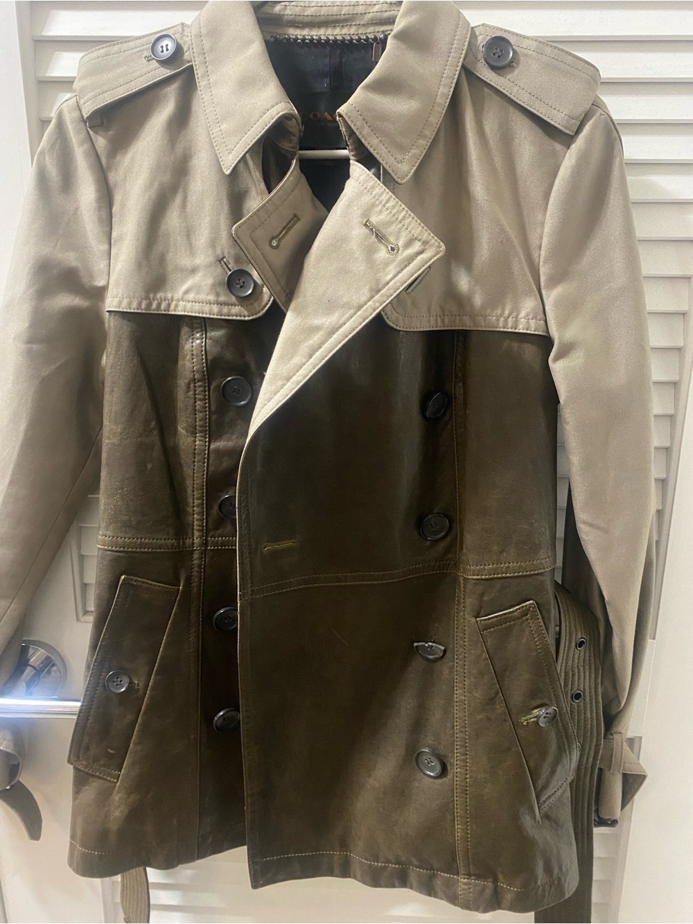 Coach leather and cotton raincoat